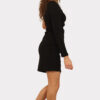 Zwarte mini jurk one-shoulder zijkant