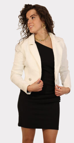 Kort jasje/blazer wit, zilverkleurige knopen voorkant