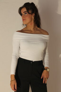off shoulder trui wit