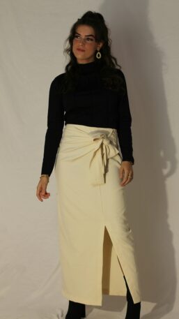 creme rok met strik