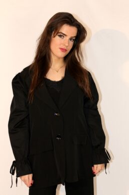 blazer blouse zwart met strik