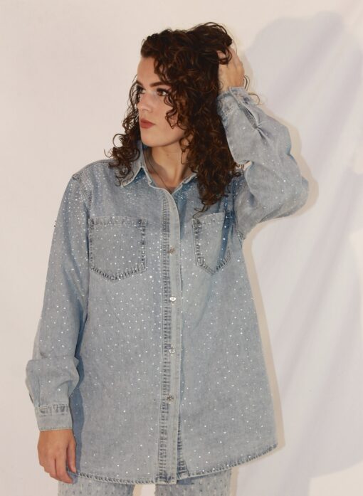demin glitter blouse - Afbeelding 2